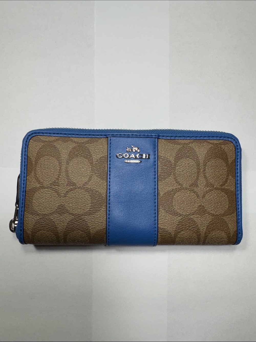 Coach Signature Stripe Accordion Zip Wallet